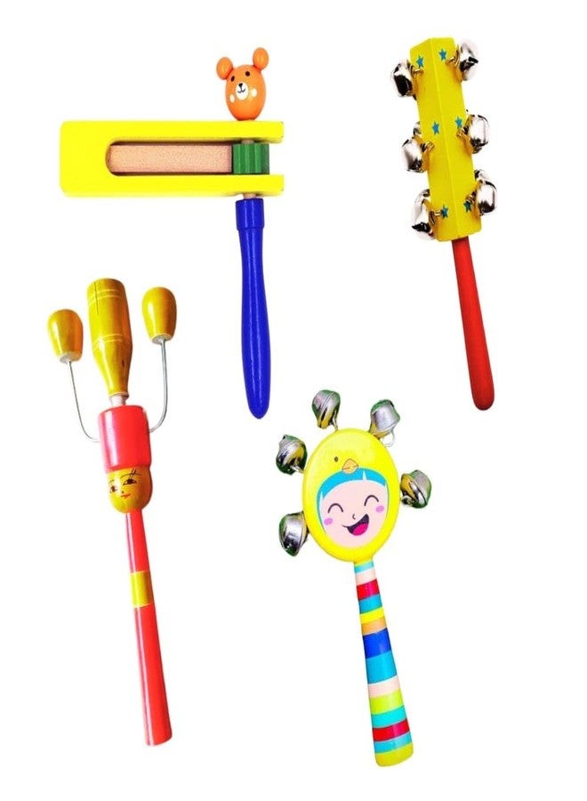Little Mind Baby Rattle Wooden Musical Toys - Set of 4 - Multi Color - Image 1